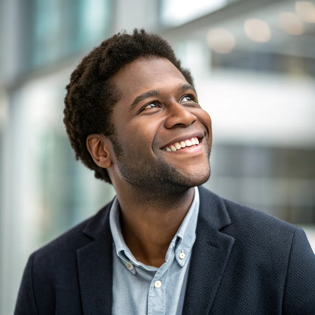 Portrait of James Brown, happy client